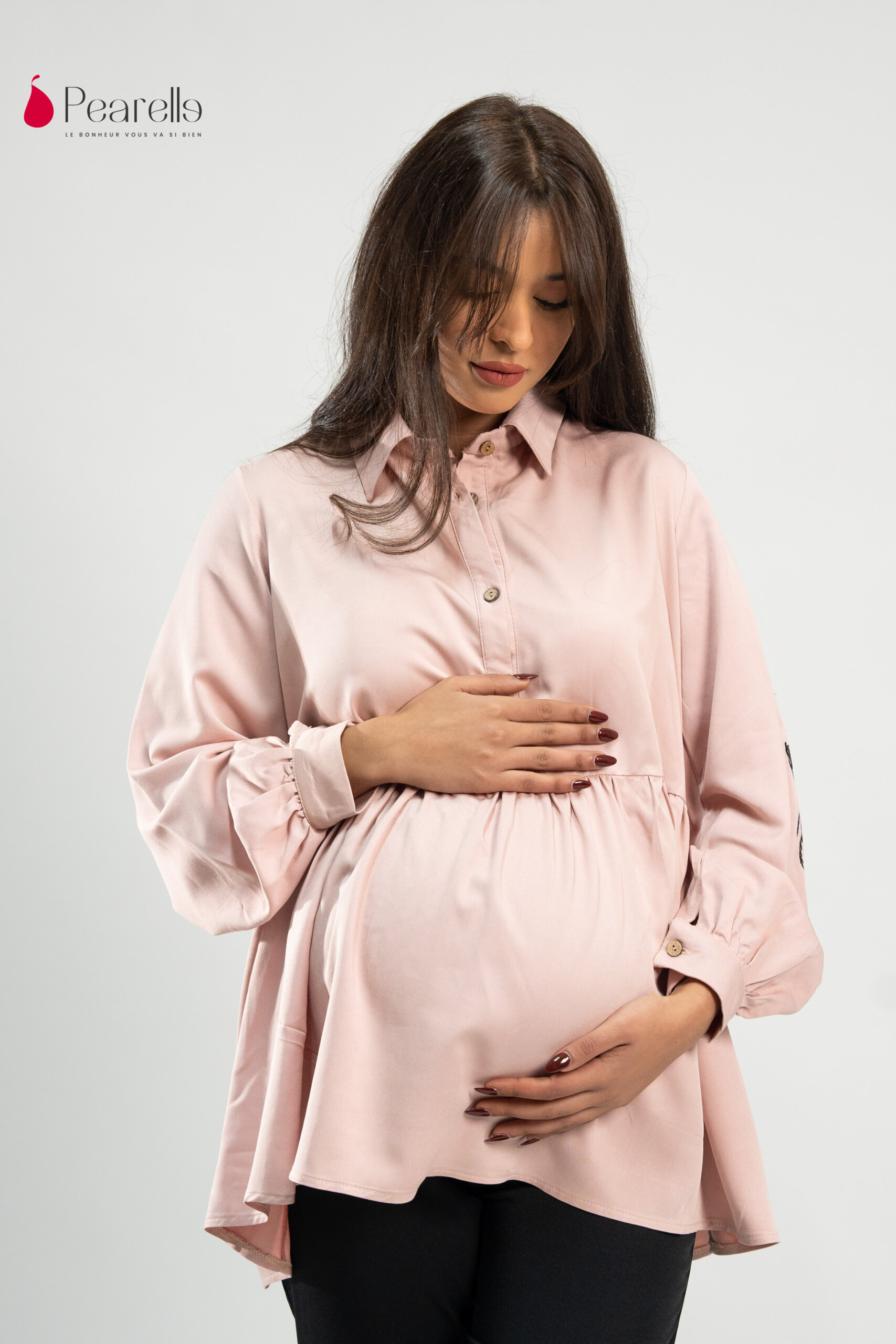 Chemise Sublime élégance manches brodées – Tissu scintillant – Image 5